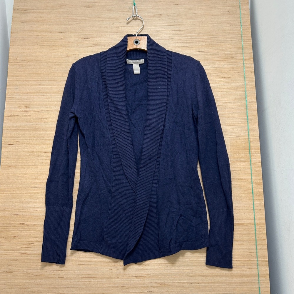 Banana Republic Petite XS Navy Blue Shawl Collar Open Front Cardigan Sweater